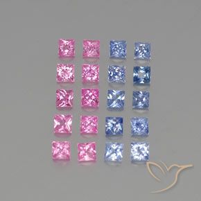 Gemme di Zaffiro Multicolore naturale da 3.33 ct, Quadrato, VVS-VS