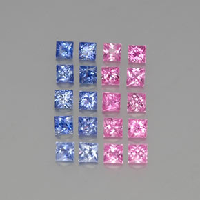 Gemme di Zaffiro Multicolore naturale da 4.18 ct, Quadrato, VVS-VS