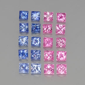 Gemme di Zaffiro Multicolore naturale da 4.18 ct, Quadrato, VVS-VS