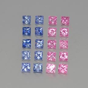 Zaffiro naturale multicolore da 4,74 ct, quadrato, VVS-VS