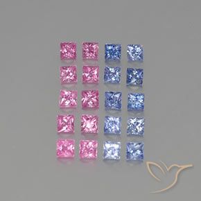 Gemme di Zaffiro Multicolore naturale da 3.12 ct, Quadrato, VVS-VS
