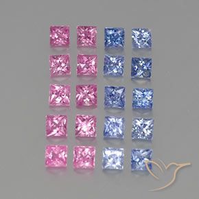 Gemme di Zaffiro Multicolore naturale da 3.12 ct, Quadrato, VVS-VS