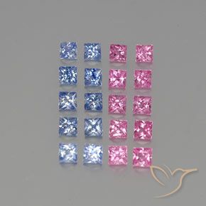 Gemme di Zaffiro Multicolore naturale da 3.48 ct, Quadrato, VVS-VS