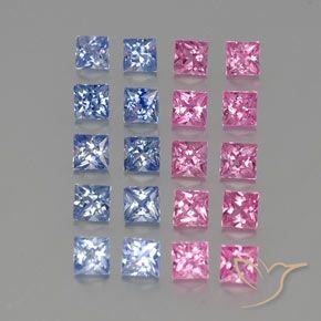 Gemme di Zaffiro Multicolore naturale da 3.48 ct, Quadrato, VVS-VS
