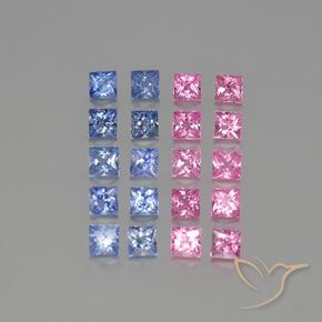 Gemme di Zaffiro Multicolore naturale da 3.71 ct, Quadrato, VVS-VS