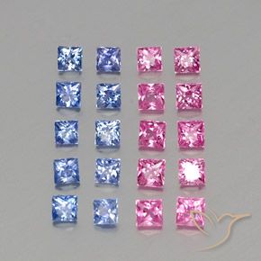Gemme di Zaffiro Multicolore naturale da 2.03 ct, Quadrato, VVS-VS