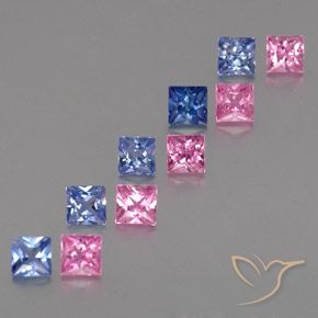 Gemme di Zaffiro Multicolore naturale da 2.65 ct, Quadrato, VVS-VS