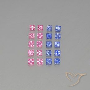 Gemme di Zaffiro Multicolore naturale da 3.04 ct, Quadrato, VVS-VS