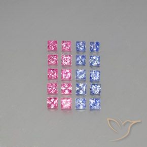 Gemme di Zaffiro Multicolore naturale da 3.09 ct, Quadrato, VVS-VS