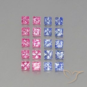 Gemme di Zaffiro Multicolore naturale da 3.09 ct, Quadrato, VVS-VS