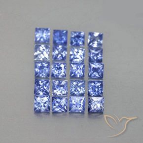 Gemme di Zaffiro Blu pastello naturale da 3.38 ct, Quadrato, VVS-VS