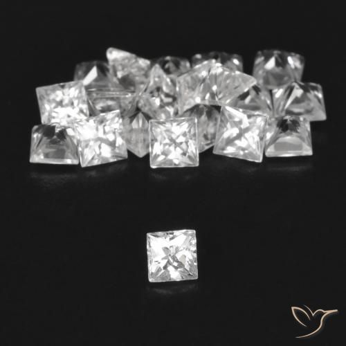 Gemme di Zaffiro Bianco trasparente naturale da 1.95 ct, Quadrato, VVS-VS
