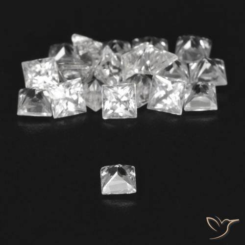 Gemme di Zaffiro Bianco trasparente naturale da 1.95 ct, Quadrato, VVS-VS