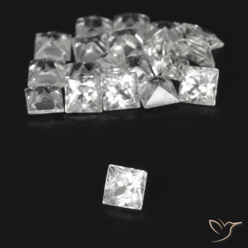 Gemme di Zaffiro Bianco trasparente naturale da 2.12 ct, Quadrato, VVS-VS