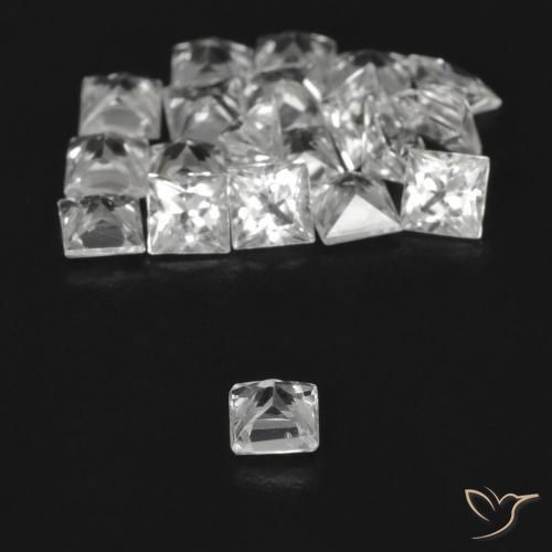 Gemme di Zaffiro Bianco trasparente naturale da 2.12 ct, Quadrato, VVS-VS