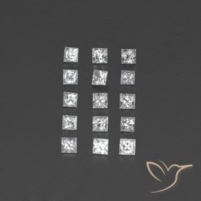 Zaffiro naturale bianco da 1,54 ct, quadrato, VVS-VS