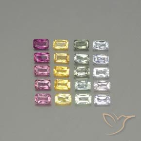Gemme di Zaffiro Multicolore naturale da 6.57 ct, Ottagonale / Taglio smeraldo, VS-SI