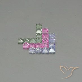 Gemme di Zaffiro Multicolore naturale da 2.64 ct, Quadrato, VVS-VS