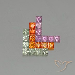 Gemme di Zaffiro Multicolore naturale da 3.25 ct, Quadrato, VVS-VS