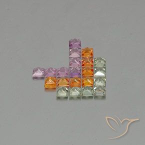 Gemme di Zaffiro Multicolore naturale da 3.25 ct, Quadrato, VVS-VS