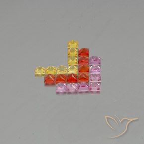 Gemme di Zaffiro Multicolore naturale da 2.72 ct, Quadrato, VVS-VS