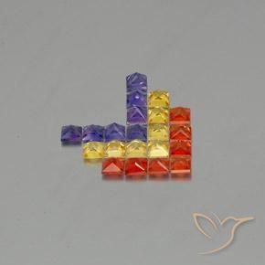 Gemme di Zaffiro Multicolore naturale da 3.08 ct, Quadrato, VVS-VS