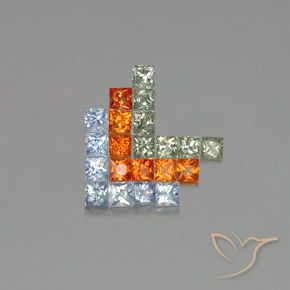 Gemme di Zaffiro Multicolore naturale da 2.90 ct, Quadrato, VVS-VS