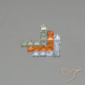 Gemme di Zaffiro Multicolore naturale da 2.90 ct, Quadrato, VVS-VS