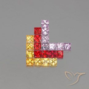 Gemme di Zaffiro Multicolore naturale da 3.05 ct, Quadrato, VVS-VS