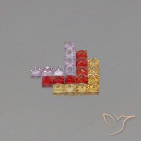 Gemme di Zaffiro Multicolore naturale da 3.05 ct, Quadrato, VVS-VS