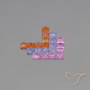 Gemme di Zaffiro Multicolore naturale da 3.22 ct, Quadrato, VVS-VS
