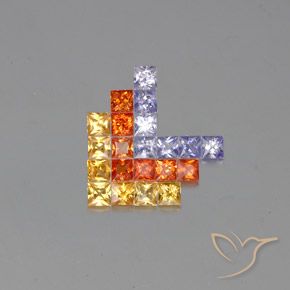 Gemme di Zaffiro Multicolore naturale da 2.66 ct, Quadrato, VVS-VS