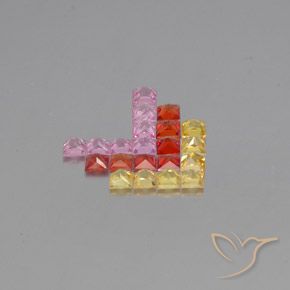 Gemme di Zaffiro Multicolore naturale da 3.09 ct, Quadrato, VVS-VS