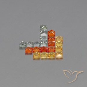 Gemme di Zaffiro Multicolore naturale da 2.79 ct, Quadrato, VVS-VS