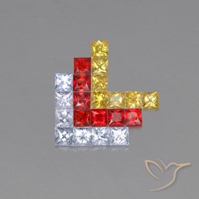 Gemme di Zaffiro Multicolore naturale da 2.89 ct, Quadrato, VVS-VS