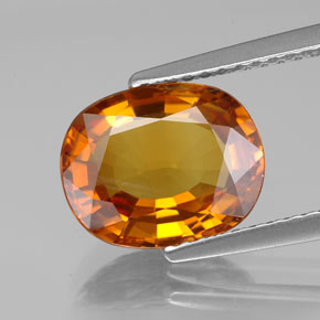 Zaffiro arancione scuro naturale da 3,29 ct, taglio ovale, VS
