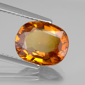 Zaffiro arancione scuro naturale da 3,29 ct, taglio ovale, VS