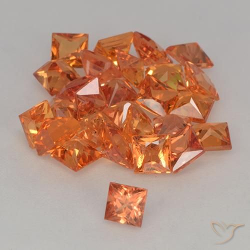 Gemme di Zaffiro Arancione Ambra naturale da 3.64 ct, Quadrato, VVS-VS