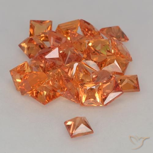 Gemme di Zaffiro Arancione Ambra naturale da 3.64 ct, Quadrato, VVS-VS