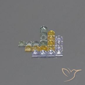 Gemme di Zaffiro Multicolore naturale da 3.08 ct, Quadrato, VVS-VS