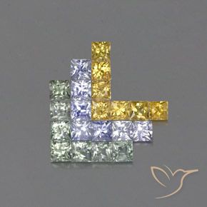 Gemme di Zaffiro Multicolore naturale da 3.14 ct, Quadrato, VVS-VS