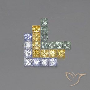 Gemme di Zaffiro Multicolore naturale da 3.12 ct, Quadrato, VVS-VS