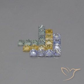 Gemme di Zaffiro Multicolore naturale da 3.12 ct, Quadrato, VVS-VS