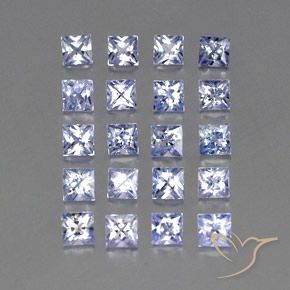Gemme di Zaffiro Blu pastello naturale da 3.22 ct, Quadrato, VVS-VS