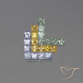 Gemme di Zaffiro Multicolore naturale da 2.78 ct, Quadrato, VVS-VS