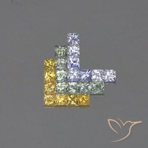 Gemme di Zaffiro Multicolore naturale da 2.84 ct, Quadrato, VVS-VS