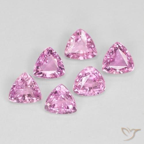 Gemme di Zaffiro Rosa Molto Chiaro naturale da 1.79 ct, Taglio trillion, VS