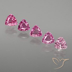 Gemme di Zaffiro Rosa medio naturale da 1.53 ct, Taglio trillion, VS