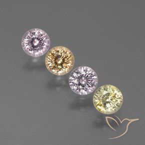 Gemme di Zaffiro Multicolore naturale da 1.71 ct, Rotondo, VVS-VS