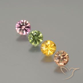 Gemme di Zaffiro Multicolore naturale da 1.48 ct, Rotondo, VS